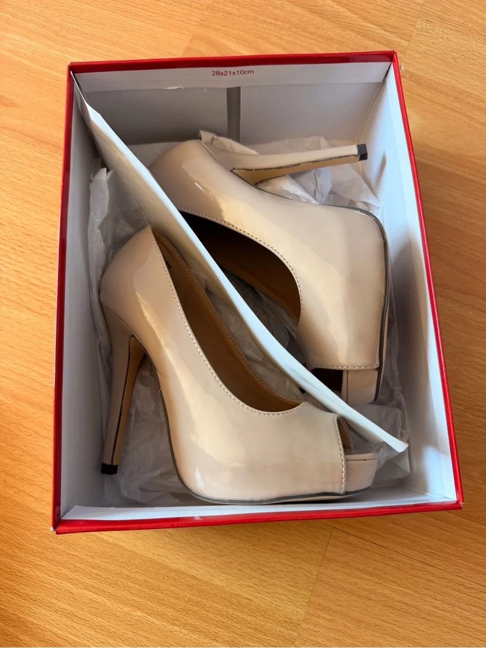 Diba Nude Patent Peep-Toe Stiletto Heels